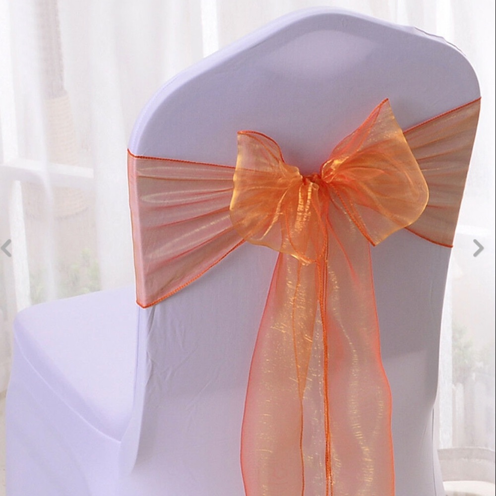 Orange Sheer Chair Sashes Bows Set of 10